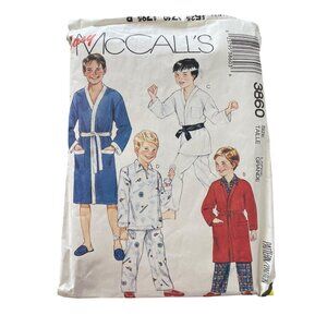80s McCalls 3860 Sewing Pattern Size Large Pajamas Robe Jacket 1988 Vintage CUT
